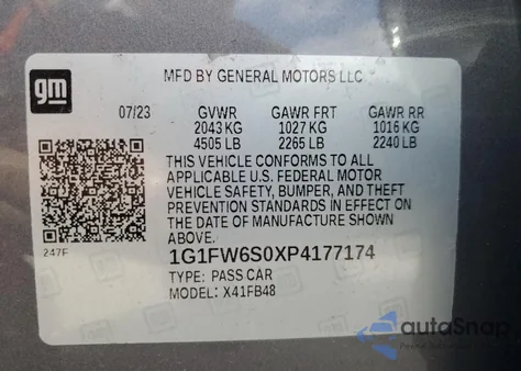 2023 Chevrolet Bolt Ev 1Lt from USA, damaged, VIN 1G1FW6S0XP4177174